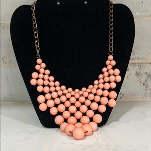 Elegant Peach Beaded Statement Necklace